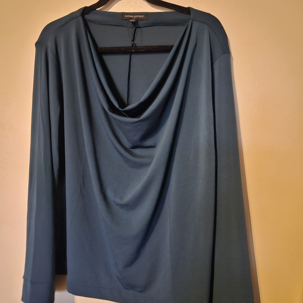 Banana Republic Teal Drape Neck Blouse